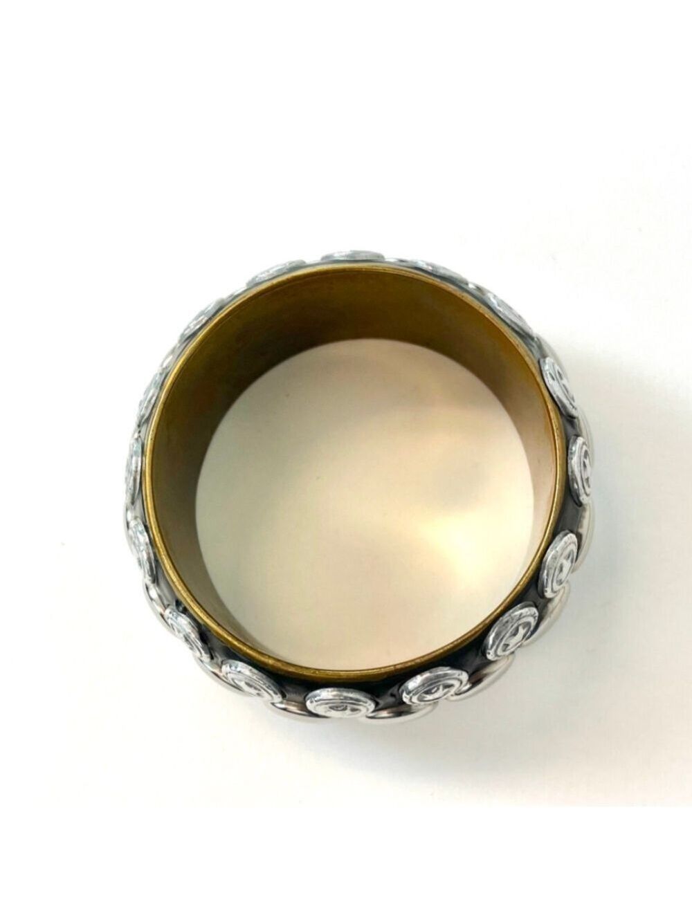 1970s/1980s Star Silver Tone Bangle Bracelet Statement 1.6" Wide